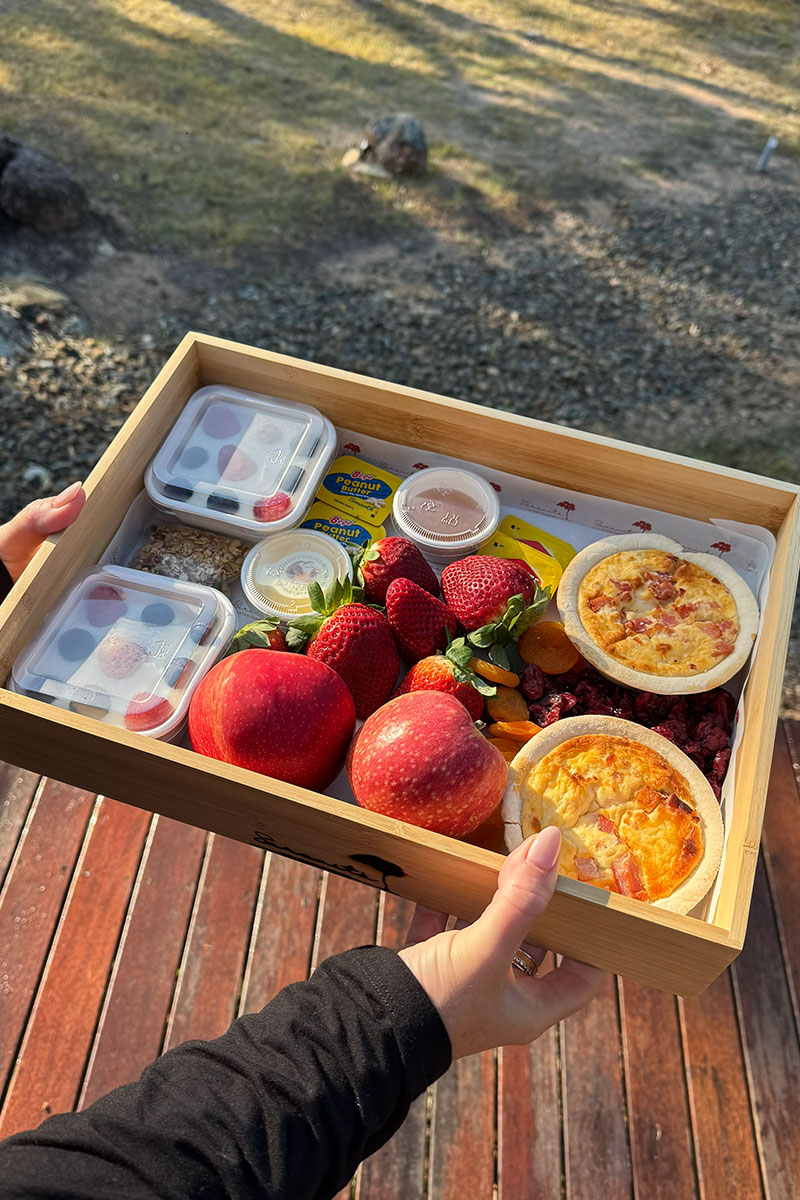 Serenita Stanthorpe Severn Glamping Tent complimentary breakfast box